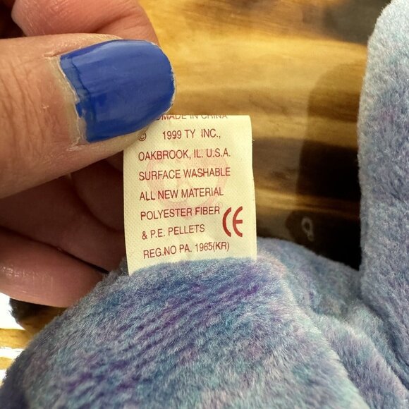 Clubby II 7th Gen Jingle TY‎ Beanie Baby Light Blue Bear Plush No Chest Button - Picture 8 of 9